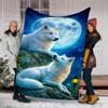 1PC Black White Wolf Contrast Plush Blanket Suitable All Seasons Soft Comfortable Sofa Office Outdoor Travel Home Use