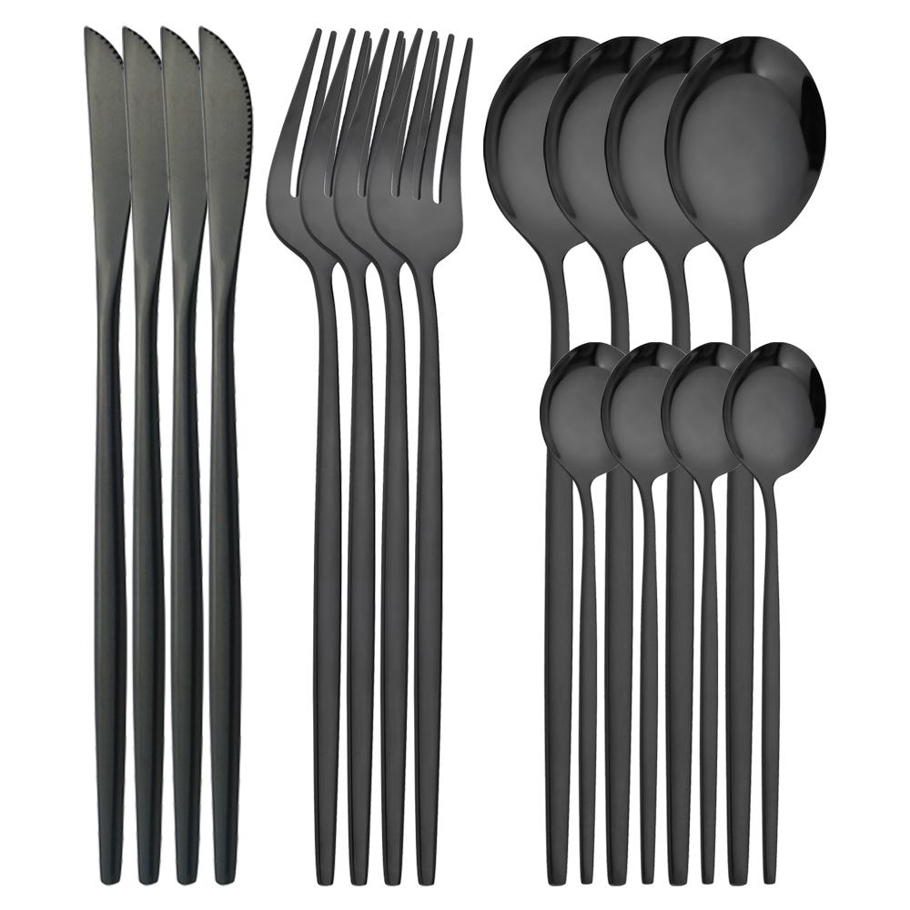 4 lidé Vysoce kvalitní sada nádobí z bílého zlata Nádobí z nerezové oceli Příbory Nůž Vidlička na kávu Lžíce Příbory Západní Kiechen stříbro