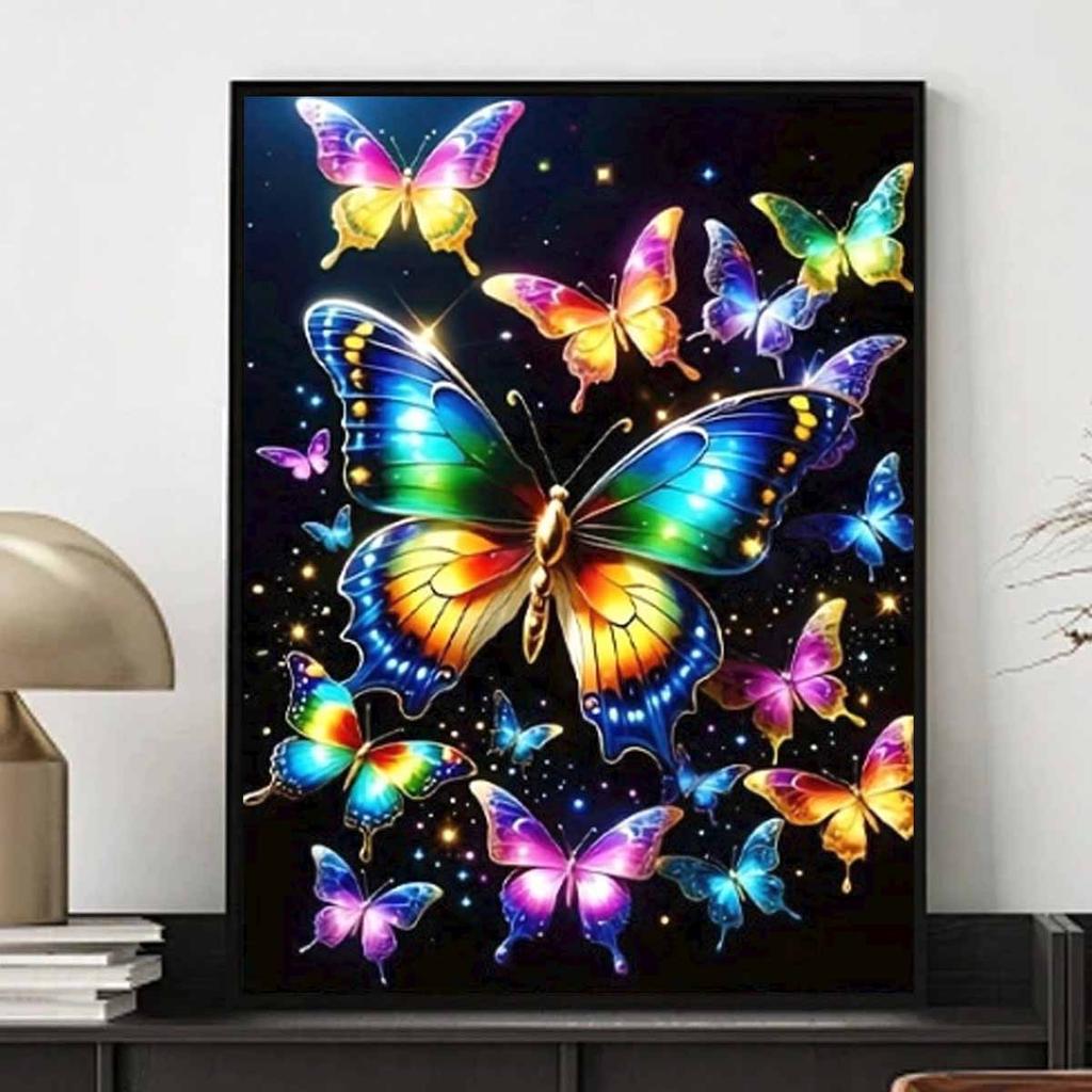 5D Diamond Painting Butterfly Art Kit DIY Colorful Round Gem Cross Stitch Decoration Home Wall Mural Ornaments