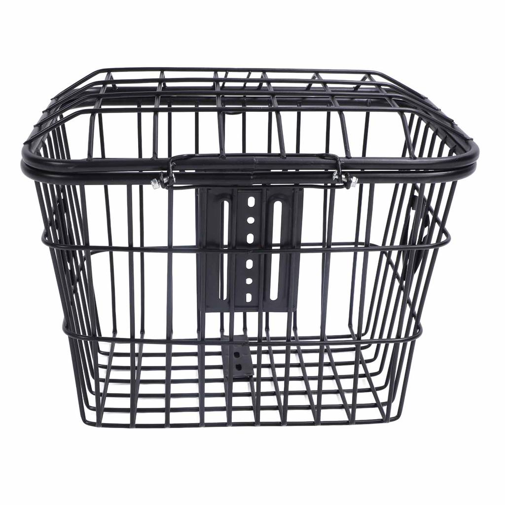 Electric Bike Basket Metal Bike Rear Storage Basket Large Capacity Cycling Basket with Lid for Bags Food Vegetable