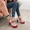 FOREADA Women Mary Janes Pumps Round Toe Glove Shoes Thick High Heels Lolita Buckle Mixed Colors Bow Ladies Fashion Shoes Spring Autumn
