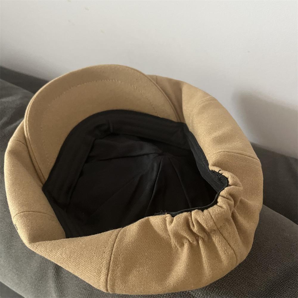 New retro woolen star anise cap casual versatile spring and autumn newsboy hat shows small face