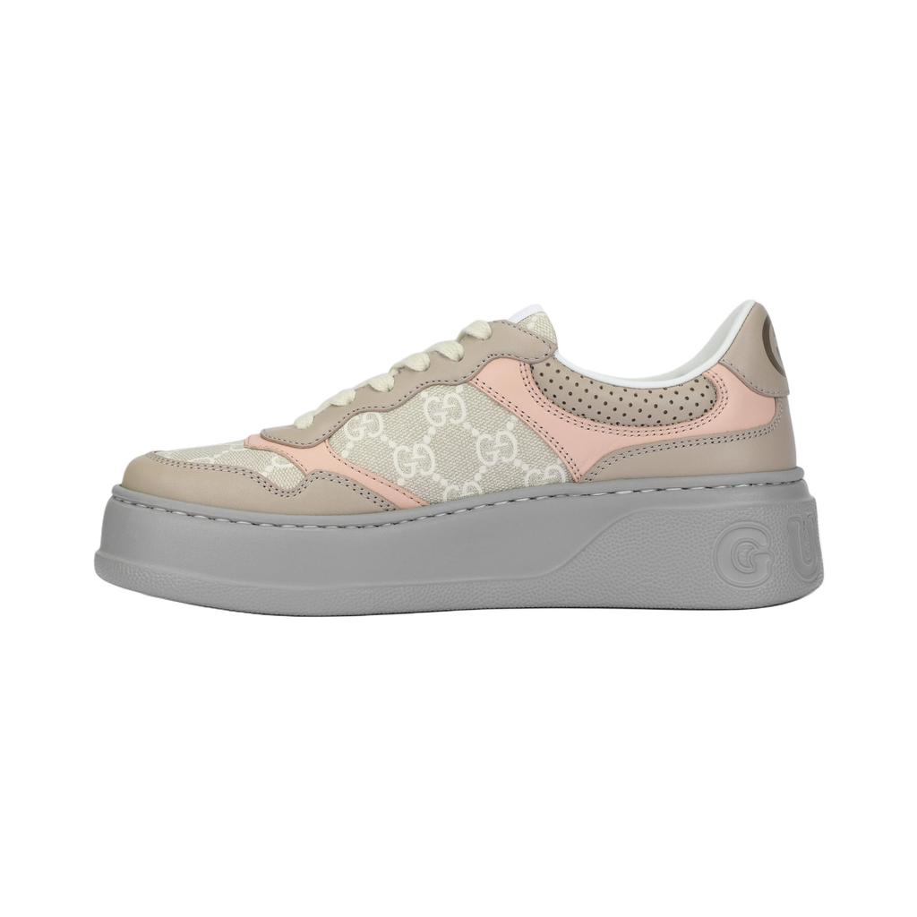 Gucci Chunky B GG Supreme Leather Low Top Stylish Skateboarding Shoes Women's Wheat Flour 700775 UPG90 9595