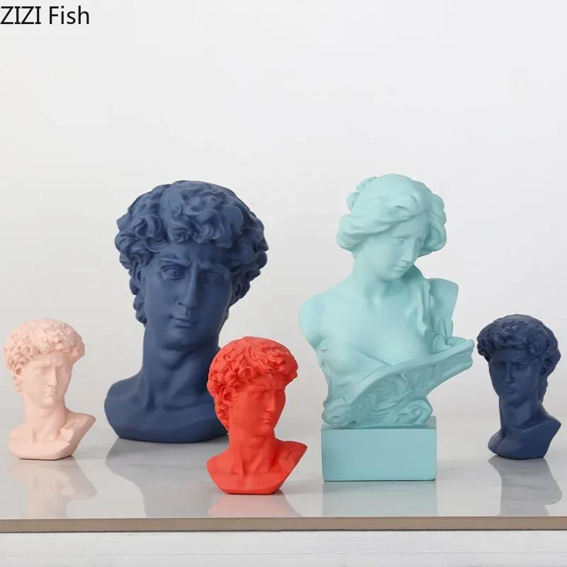 Resin Retro Home Decor David Portraits Bust Figurines Mini Gypsum Desk Decoration Crafts Sculpture Sketch Practice Gift