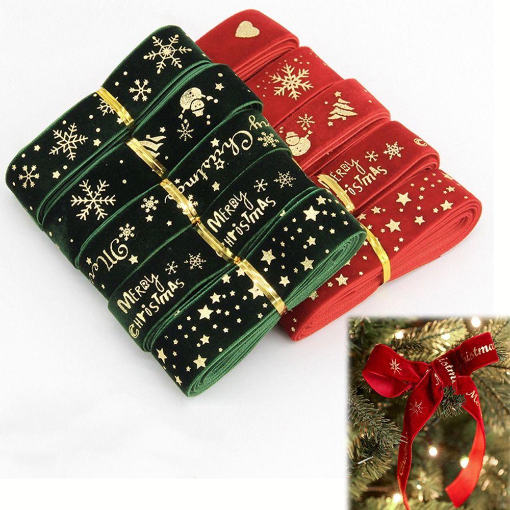 High-Quality Wired Velvet Ribbon 2.5CM Width Christmas Packaging Ribbon  Bow Making