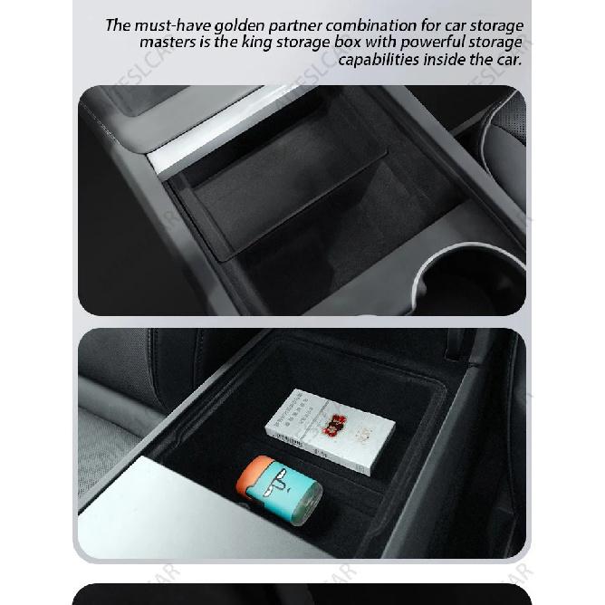 For Tesla Model 3/Y Juniper 2025+ Center Console Organizer Tray Armrest Cubby Drawer Flocking Model Y Storage Box Accessorie