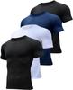 5 Pack Men's Workout Compression Shirts Short Sleeve Shirts, Black, Blue, White