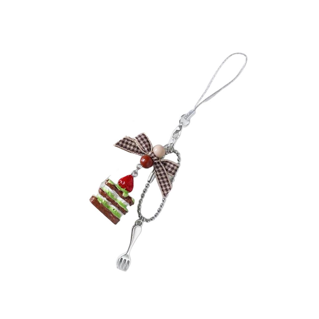 Creative Taro Purple Cream Napoleon Phone Keychain Handmade Beaded Accessory for Women Gift Ideas