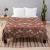 Strawberry Thief Crimson Vintage Pattern Throw Blanket