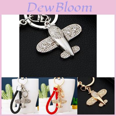 Adorable Diamond Encrusted Airplane Keychain For Women Creative Gift Metal Keyring