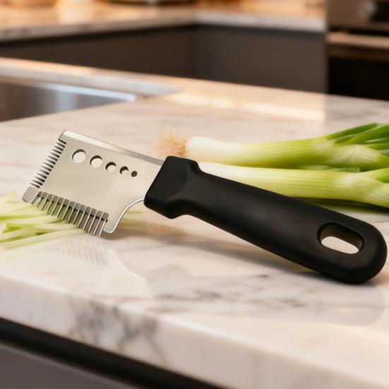4-in-1 Stainless Steel Scallion Slicer & Shredder Multi-Function Kitchen Tool for Julienne Ginger Ergonomic Rust-Proof Essential for Chopping Slicing
