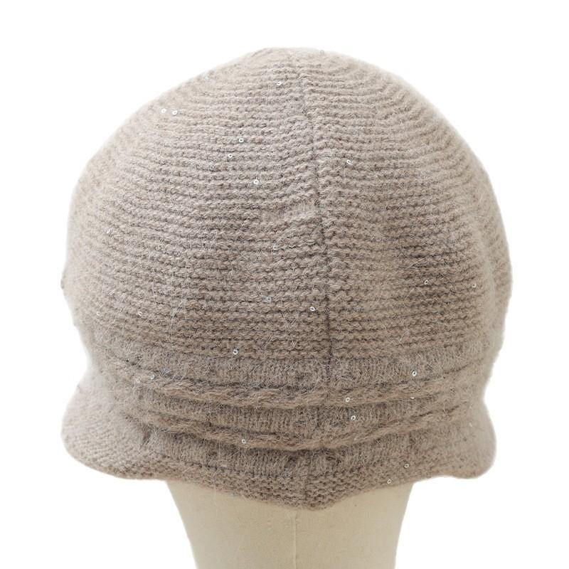 New Autumn and Winter Three Dimensional Flower Sequin Rabbit Feather Duckball Cap Outdoor Cold Proof Pot Hat Can Scarf Warm Set