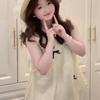 French Sweet Bowknot Sleeveless Dress With Knit Fabric For Summer Casual Wear