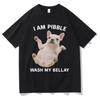 Funny I Am Pibble Wash My Belly T-Shirt Harajuku Meme Aesthetic Humor Unisexs Cotton Short Sleeves Casual Cozy Y2K Tshirt Teenagers