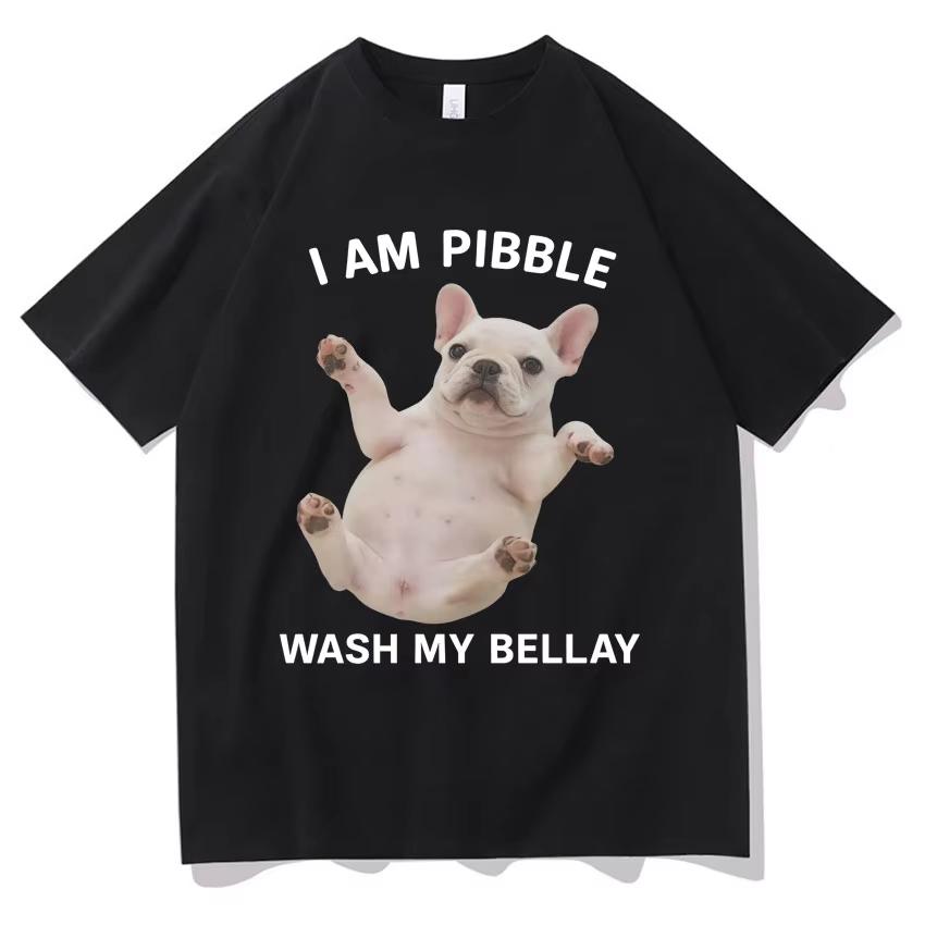 

Funny I Am Pibble Wash My Belly T-Shirt Harajuku Meme Aesthetic Humor Mens Cotton Short Sleeves Casual Cozy Y2K Tshirt Teenag... S разноцветный