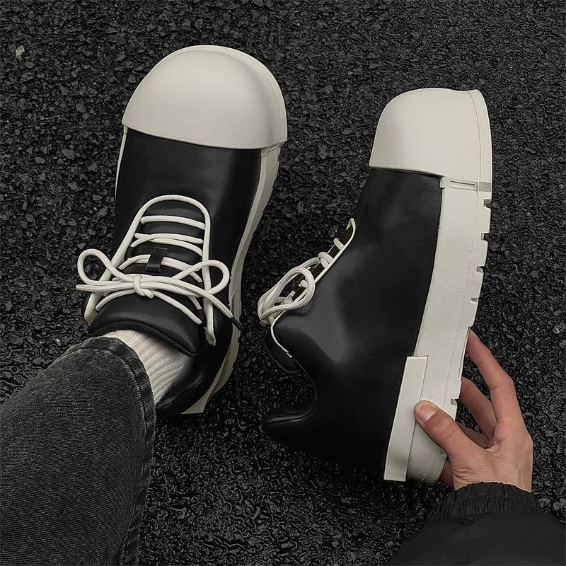 Niche Brand Classic Spring Street Style Teenagers Daily Dress Flat Sneakers For Men's Black White Mixed Colors Height Increasing