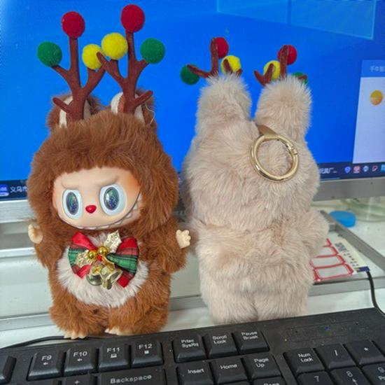 Labubu Μοντέρνο Χριστουγεννιάτικο Βελούδινο Σακίδιο Πλάτης Κρεμαστό Μπρελόκ Στολίδι Δώρο