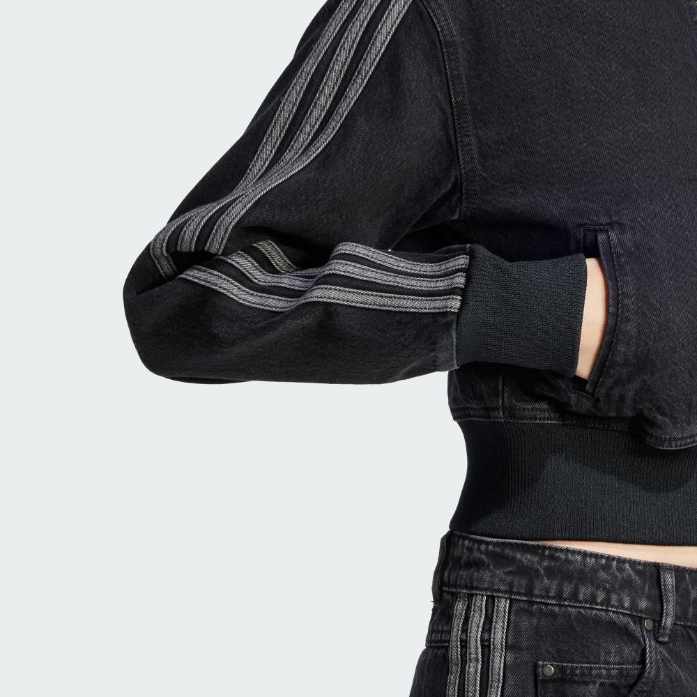 Adidas Womens Adicolor Denim Track Top True Black Denim Women Streetwear JD3110
