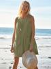 Women European American Style Sleeveless Big Pocket Casual Loose Suspender Cropped Jumpsuit