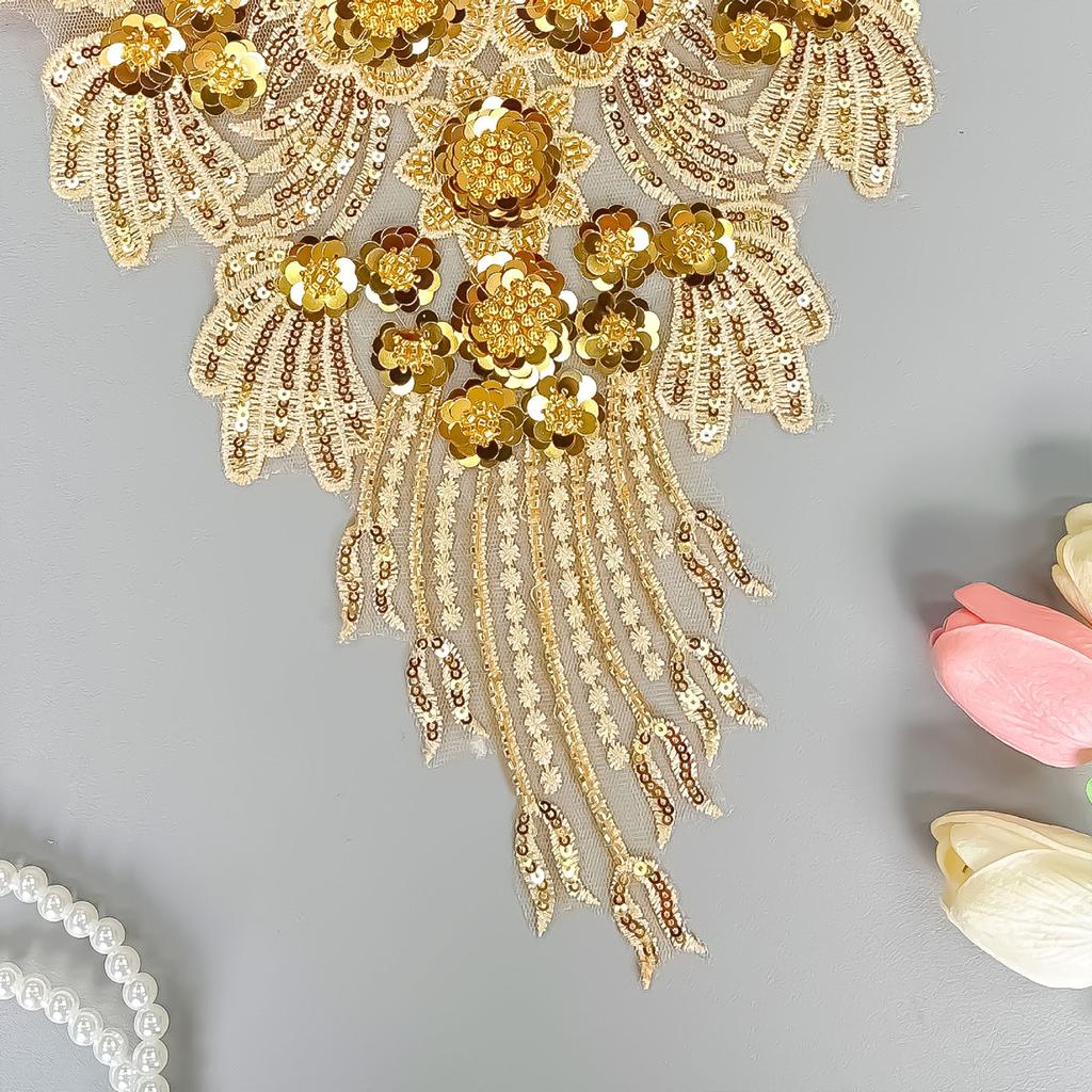 Unique Gold Embroidery Collar Applique Sequined Collar Corsage For Women Various Clothes Decorative Removable Collar