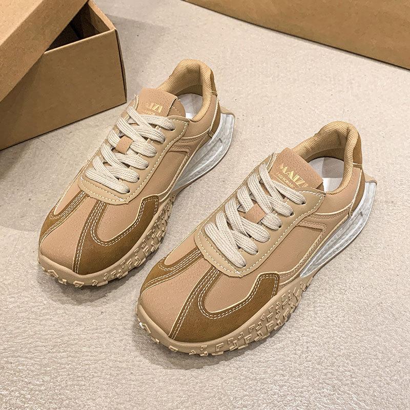 Spring and Autumn New German Training Shoes Women's Platform Inner Height Increase Small Versatile Forrest Gump Casual Sports Shoes Short Music