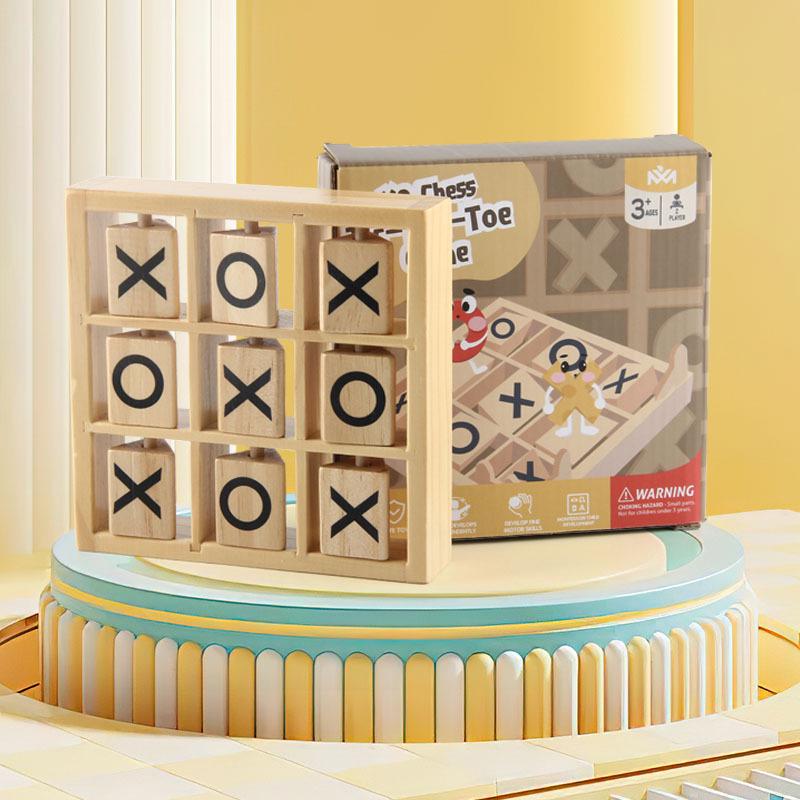 

Wooden Tic-Tac-Toe XO: Nine-Grid Logic Training Toy for Kids