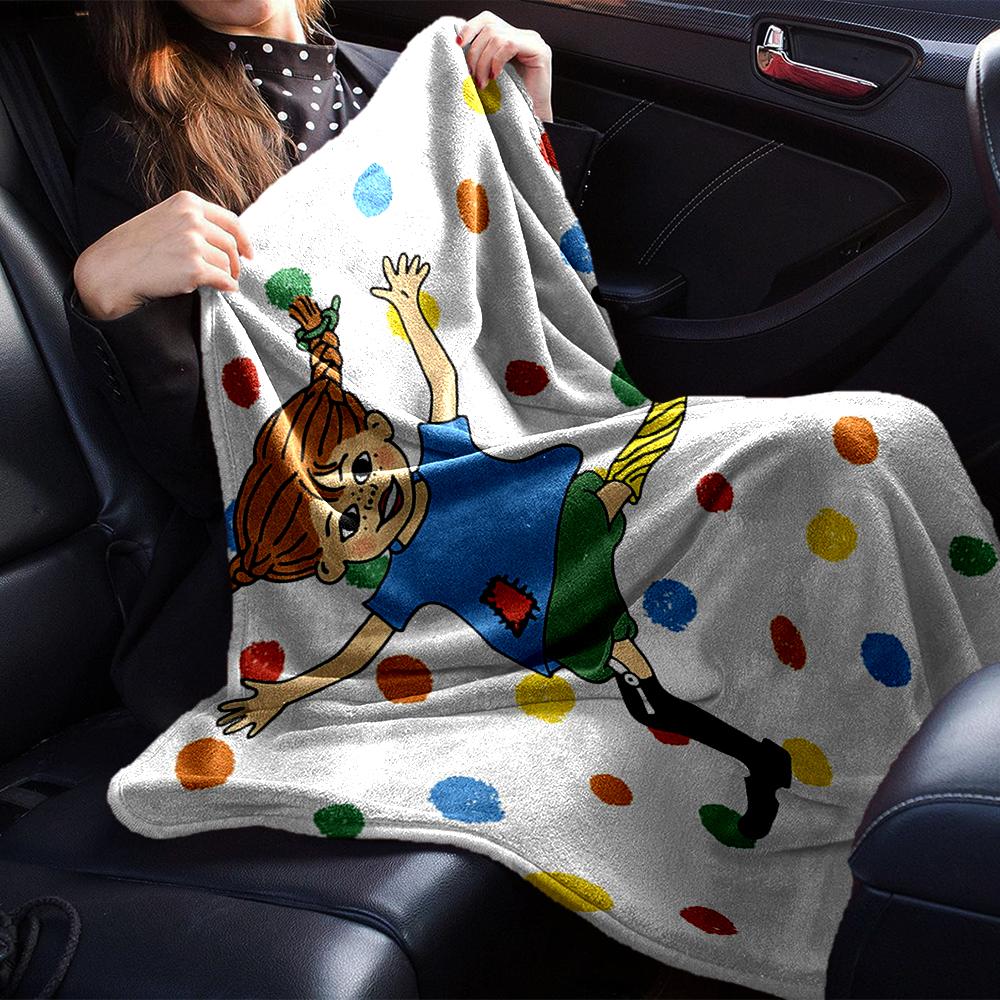 Coperta Stampata a Tema Pippi Calzelunghe - Perfetta per Divano, Letto, Viaggi e Uso all'Aperto | Lavabile in Lavatrice, Accogliente e Durevole.