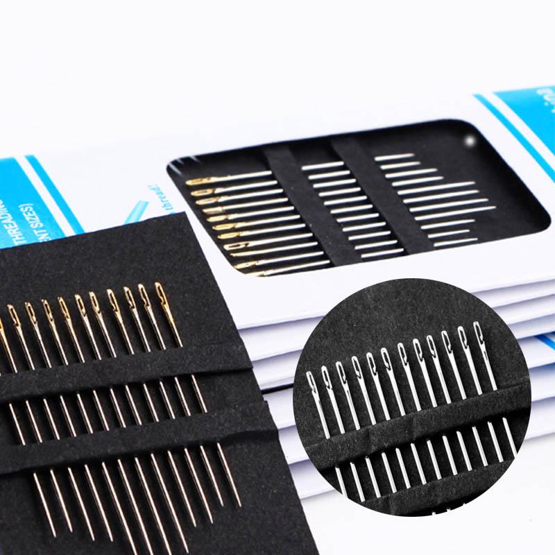 12pcs Needles Multi-size Side Opening Stainless Steel Darning Sewing Blind Needle DIY Sewing Needle