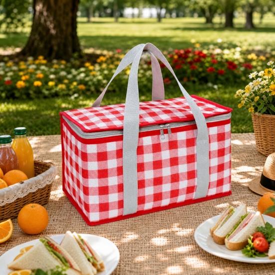 Izolowana torba piknikowa, Składany termiczny koszyk na lunch na zewnątrz, Wytrzymała lodówka z folii aluminiowej na żywność, Akcesorium piknikowe i kempingowe