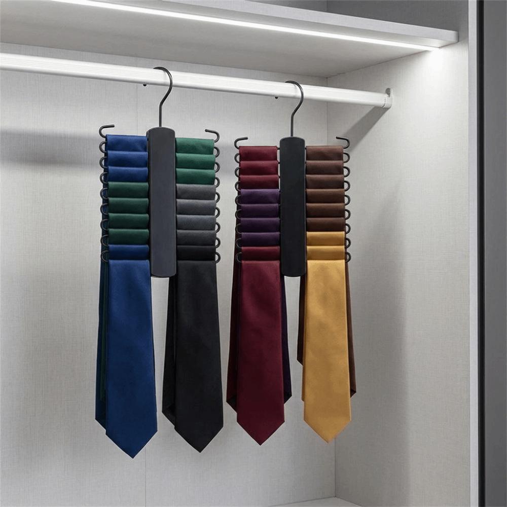 360° Rotating Wooden Tie Rack Non-Slip with 20 Hooks Tie Storage Rack Space Saving Ties Organizer Racks for Closet