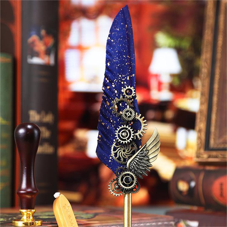 Veer Pen Uil Dip Pen Mechanische Tandwiel Inktzak Pen Geschenkdoos Verjaardagscadeau