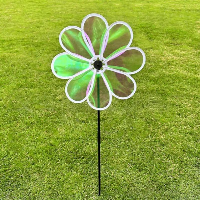 Reflective Ball Wind Spinner Colorful Windmill Sturdy Plastic Art Decor for Balcony Lawn Courtyard Outdoor Decoration