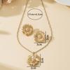 Flower Necklace Alloy Flower Sunflower Double Layer Engraved Necklace Open Sunflower Clavicle Chain