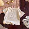 Kids Cotton Short Sleeve T Shirt Solid Summer Basic Top for Boys and Girls