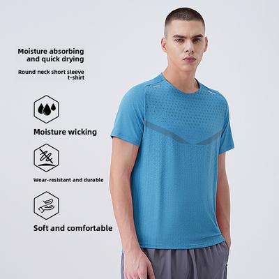 Eisseidenes Sport-T-Shirt für Herren Schnelltrocknend Sommer Leichtgewicht Kurzärmeliges Basketball-Top Trainingsshirt