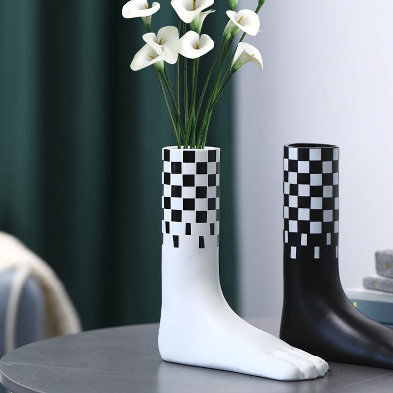 Vasă creativă pentru picioare Vasă hidroponică din rășină Aranjament floral pentru decorarea casei Ornamente de artă pentru birou Decorarea grădinii