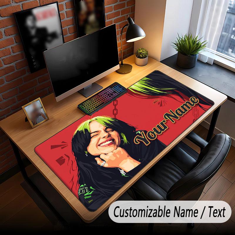 Custom Name Extended Mouse Pad,Billie Eilish Gaming Desk Mat For Home Office Desktop Decor