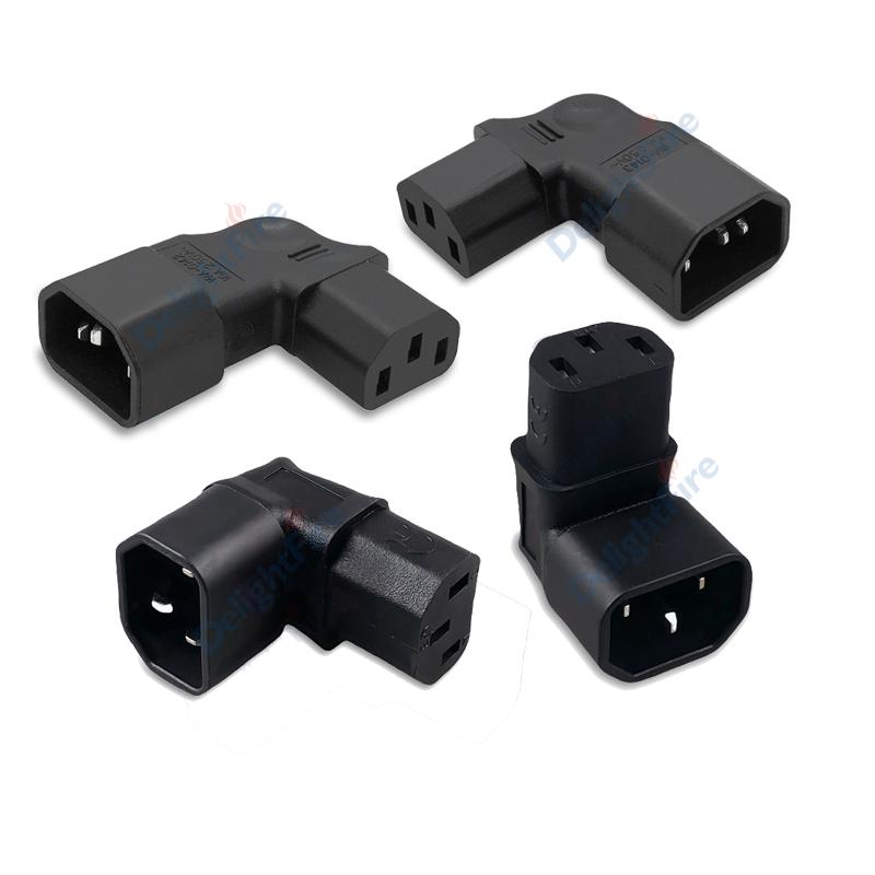 C14 C13 AC Adapter Left Right Angle Socket IEC 320 3pin Male Female Extension 90 Degree Down Up Angle AC Plug Converter