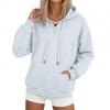 Women's Color Hoodie, Loose Fit Cross V-Neck Sweatshirt