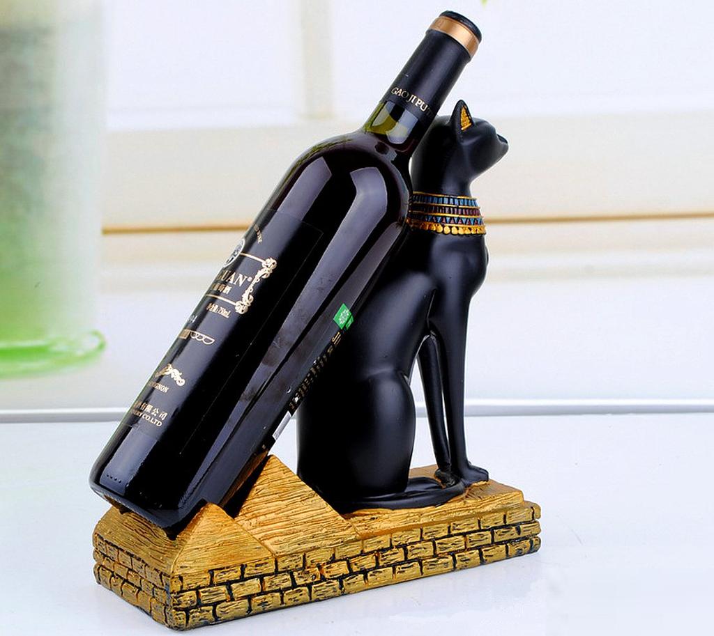 Anberotta Egyptian Cat God Wine Holder, Wine Rack, Wine/Champagne Bottle Stand, Interior Display, N-W18