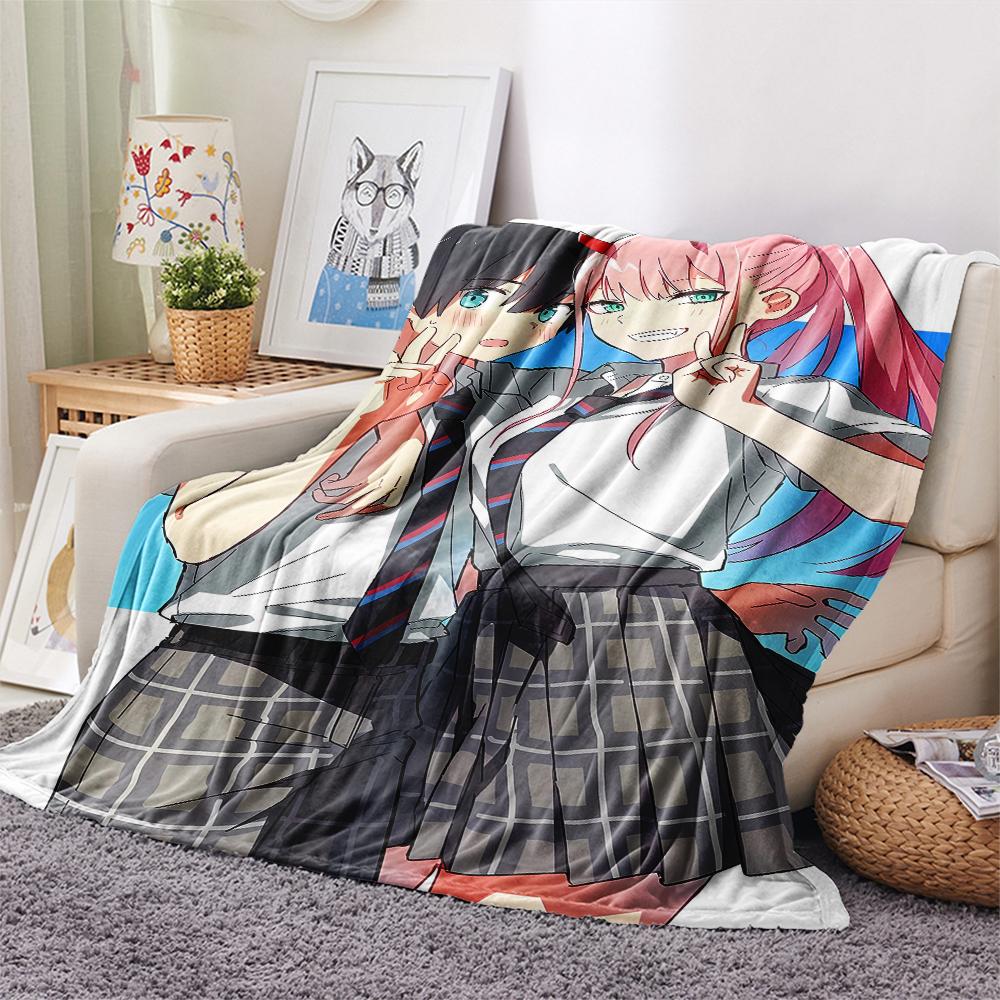 1PC DARLING In the FRANXX Zero Two Print Flannel Blanket, High Quality All Seasons, Home Decor, Warmth and Comfort, Perfect for Christmas Gifts