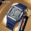 Sanda 6380 Fashion Men's Electronic Led Digital Watch Sports Night light Multi Functional Waterproof Student Timing Alarm Clock