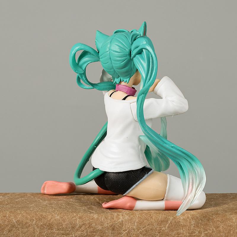 Kawaii Hatsune Miku Anime Figure Toys 11cm Neko T-Shirt Ver. PVC Action Figurine Cute Cartoon Desk Decoration Model Dolls Gifts