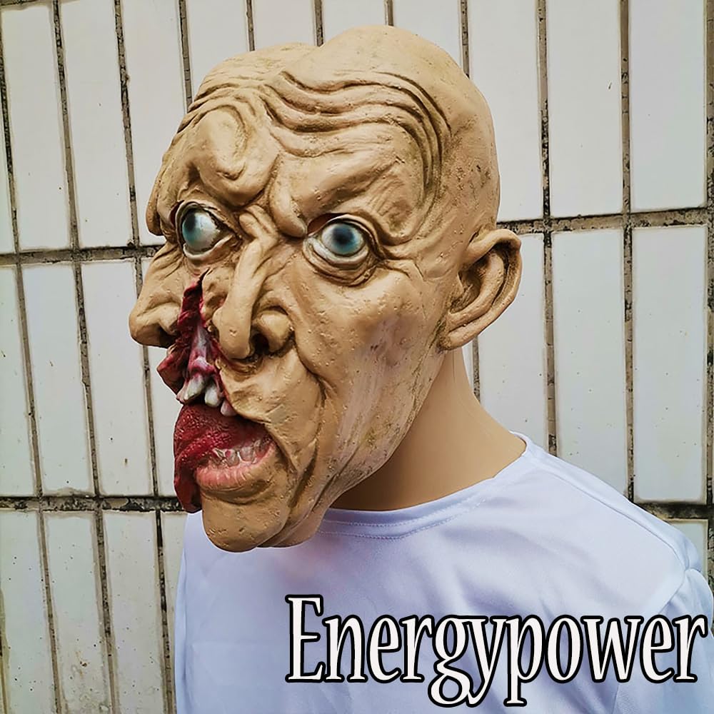 [EnergyPower] Zombie Mask for Halloween Costume - Double Face - Scary! Professional Grade Killer Horror Mask - Full Face - Super Realistic Design - Jo