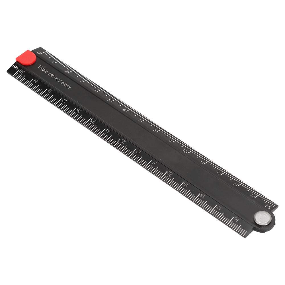 Folding Aluminum Alloy Ruler 0-300mm Measurement Range, Simple Angle 90 Metal Stationery for Artists, Construction Workers, Designers, Carpenters