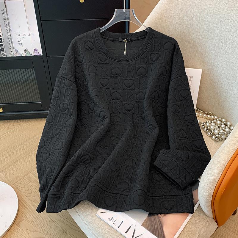 Autumn Plus Size Women's Love Printed Loose Sweatshirt Casual Long Sleeve Pullover