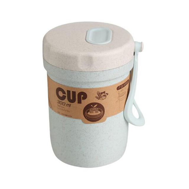 300ml  Microwavable Lunch Boxes Healthy Material Wheat Straw Sealed Soup Cup with Lid Round Food Container Meal Prep Bento Box