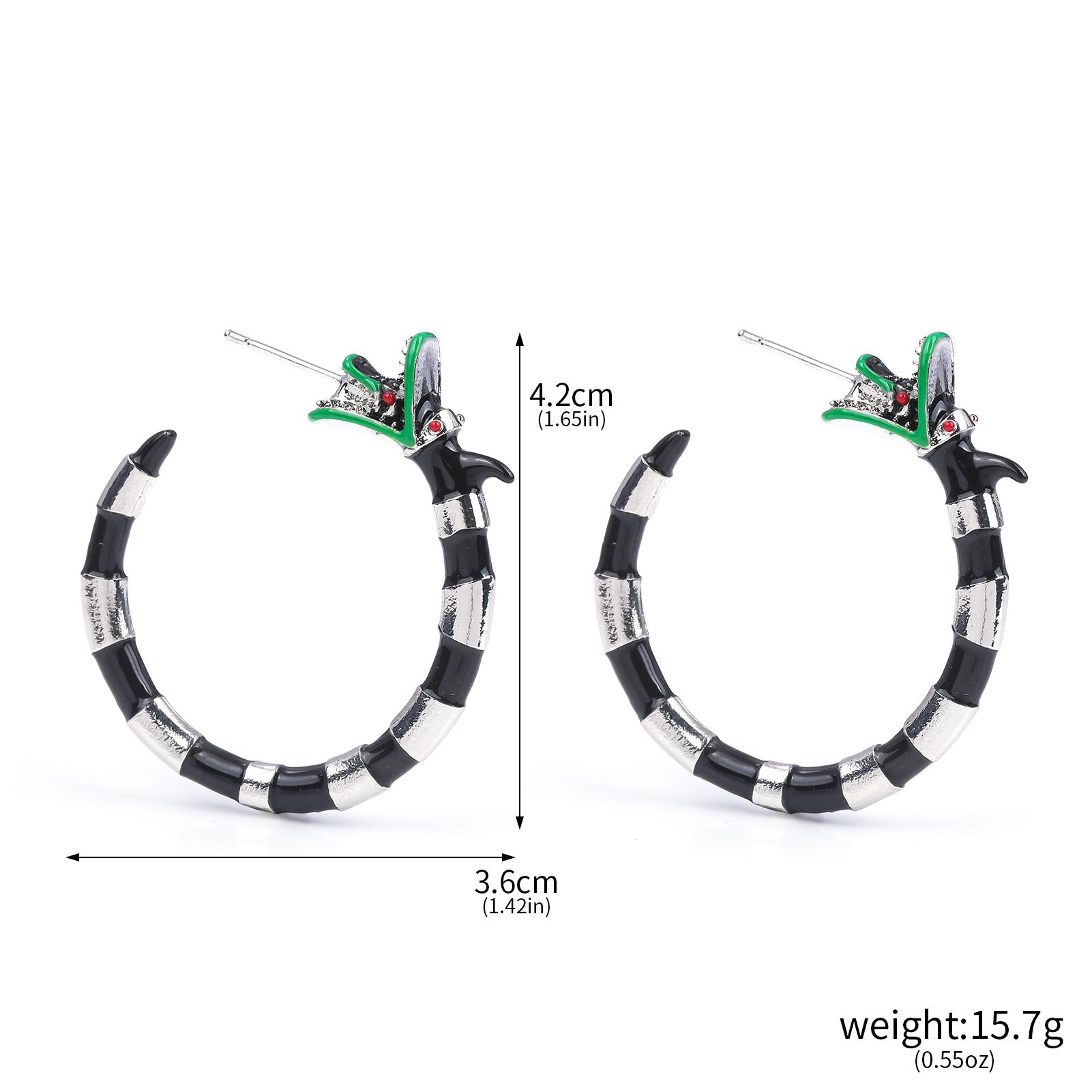 

Серьги на Хэллоуин Скелет Змея Эмаль Коралловая Змея Жук Битлджус Серьги-кольца Косплей Костюм для Женщин Девочек
