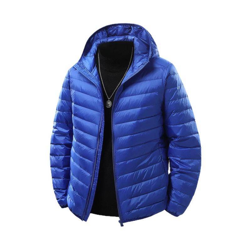 Mens Winter Down Jacket Plus Size Lightweight Warm Casual Trendy Stand Collar Hooded