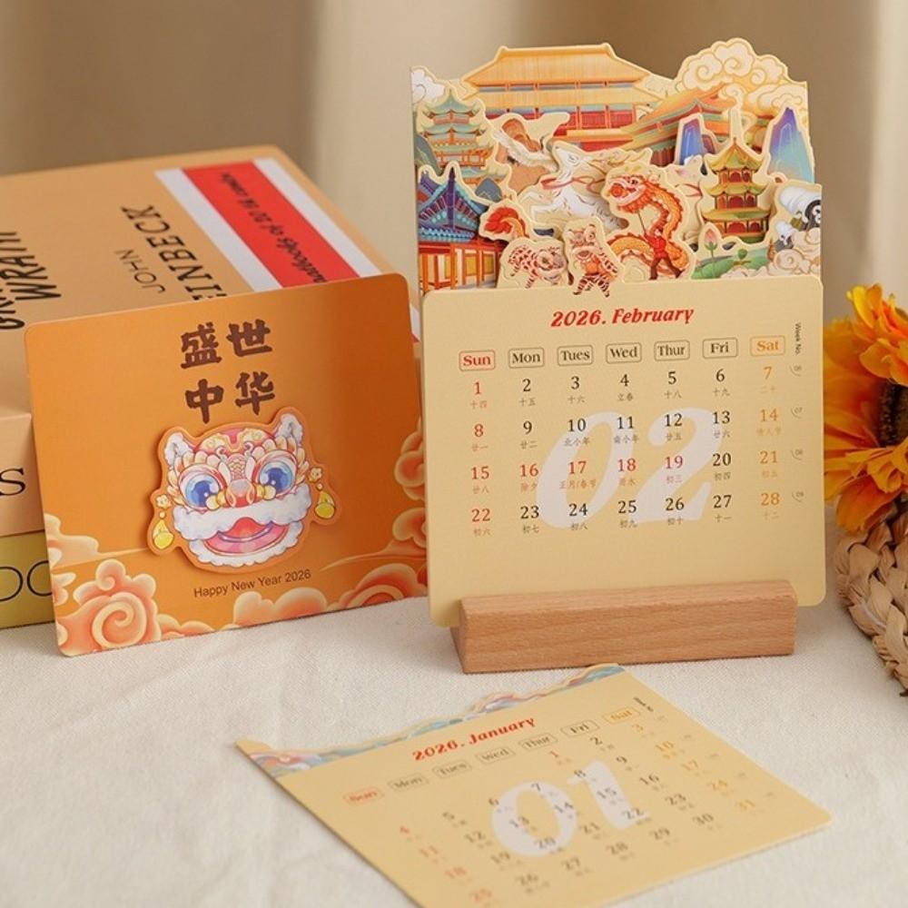 Paper Craft Mini Desk Calendar Card Insert Vase-Like Calendar Flowers Desk Calendar  Home